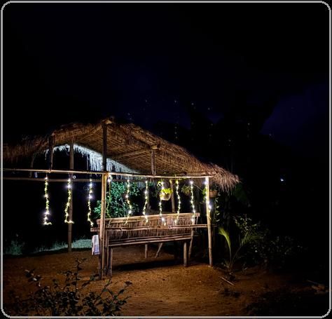 The machan lit up in the evening